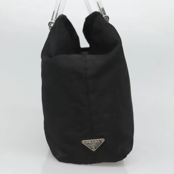 PRADA Hand Bag Nylon Plastic Black Silver Auth 129008 - Picture 4 of 14